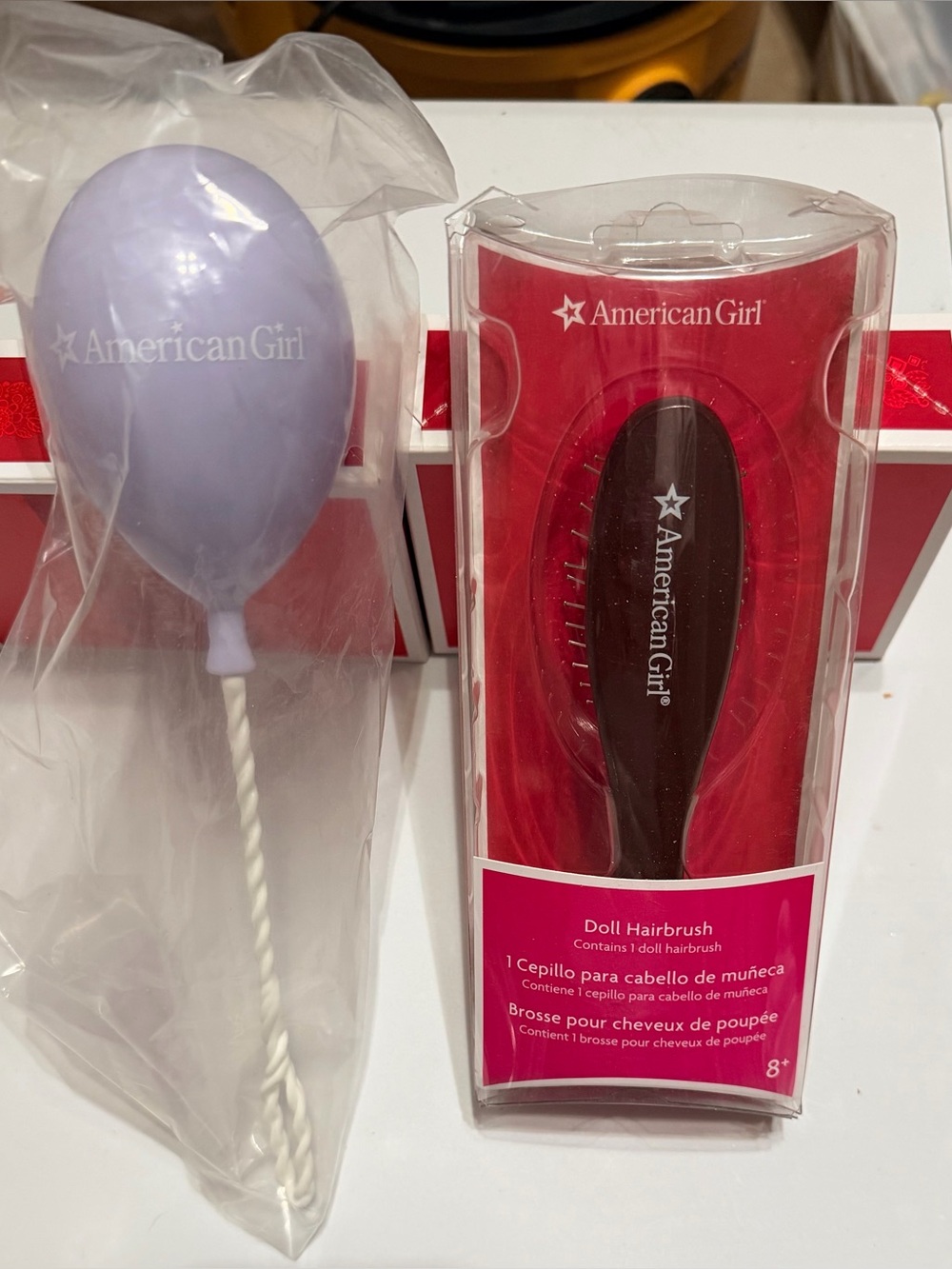 NIB American Girl Doll Hairbrush- Bonus Factory Sealed Birthday Balloon-Pristine
